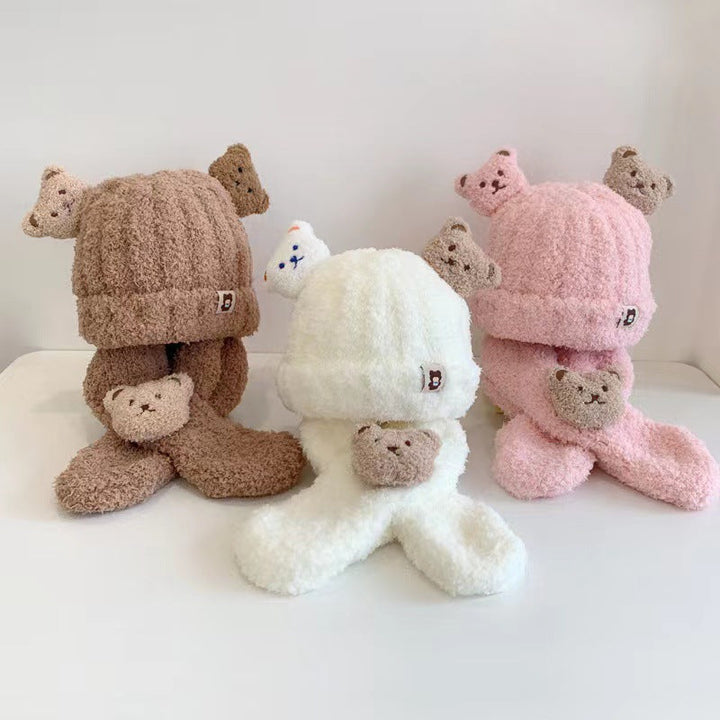Teddy Bear Hat and Scarf Set for Cozy Winter Days