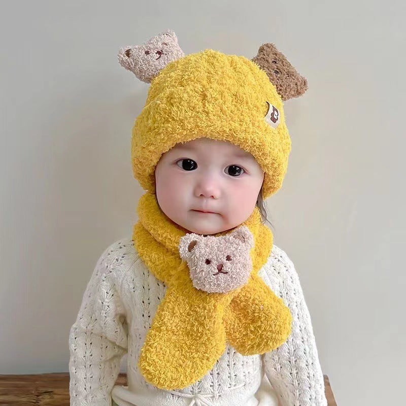 Teddy Bear Hat and Scarf Set for Cozy Winter Days