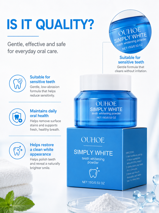 Teeth Whitening Powder — Sensitive‑Safe Brightening