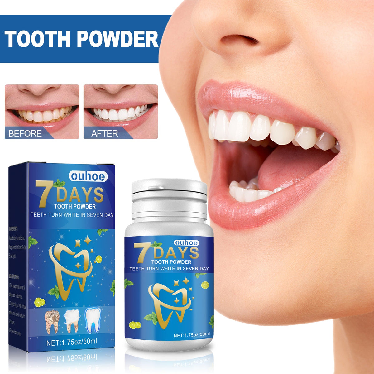 Teeth Whitening Powder for Daily Stain Removal Care
