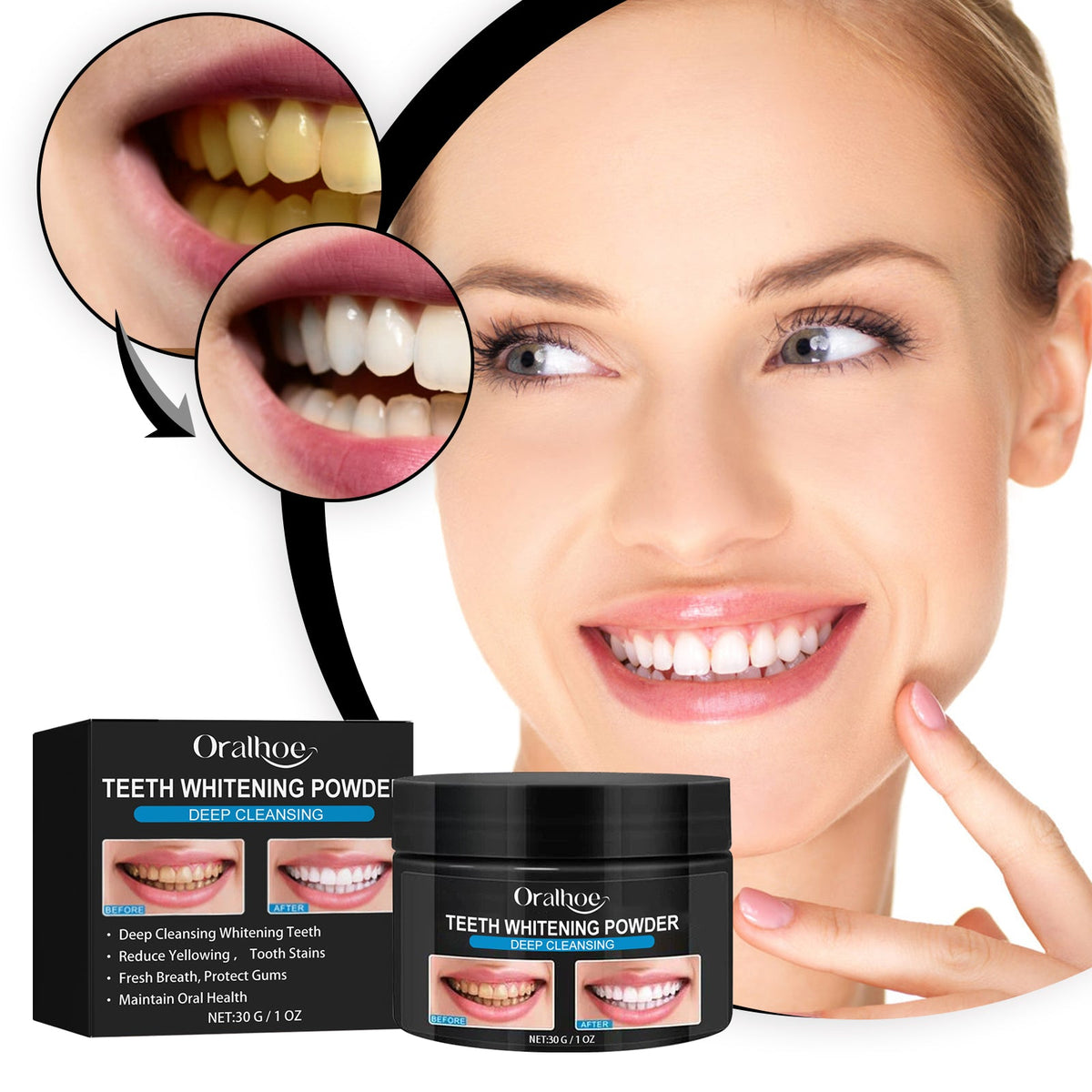 Teeth Whitening Powder for Stains, Tartar & Fresh Breath
