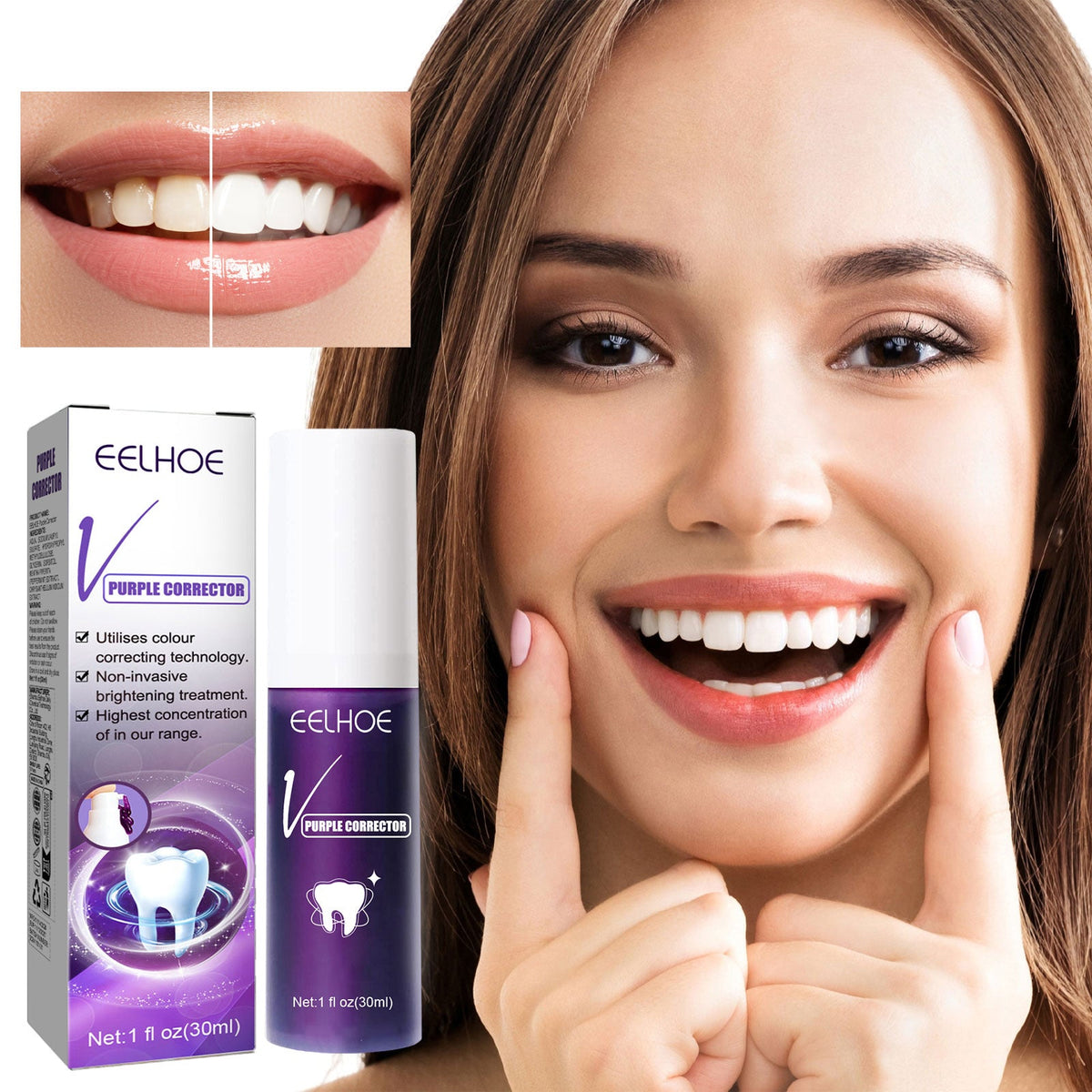Teeth Whitening Toothpaste With Purple Color Correction