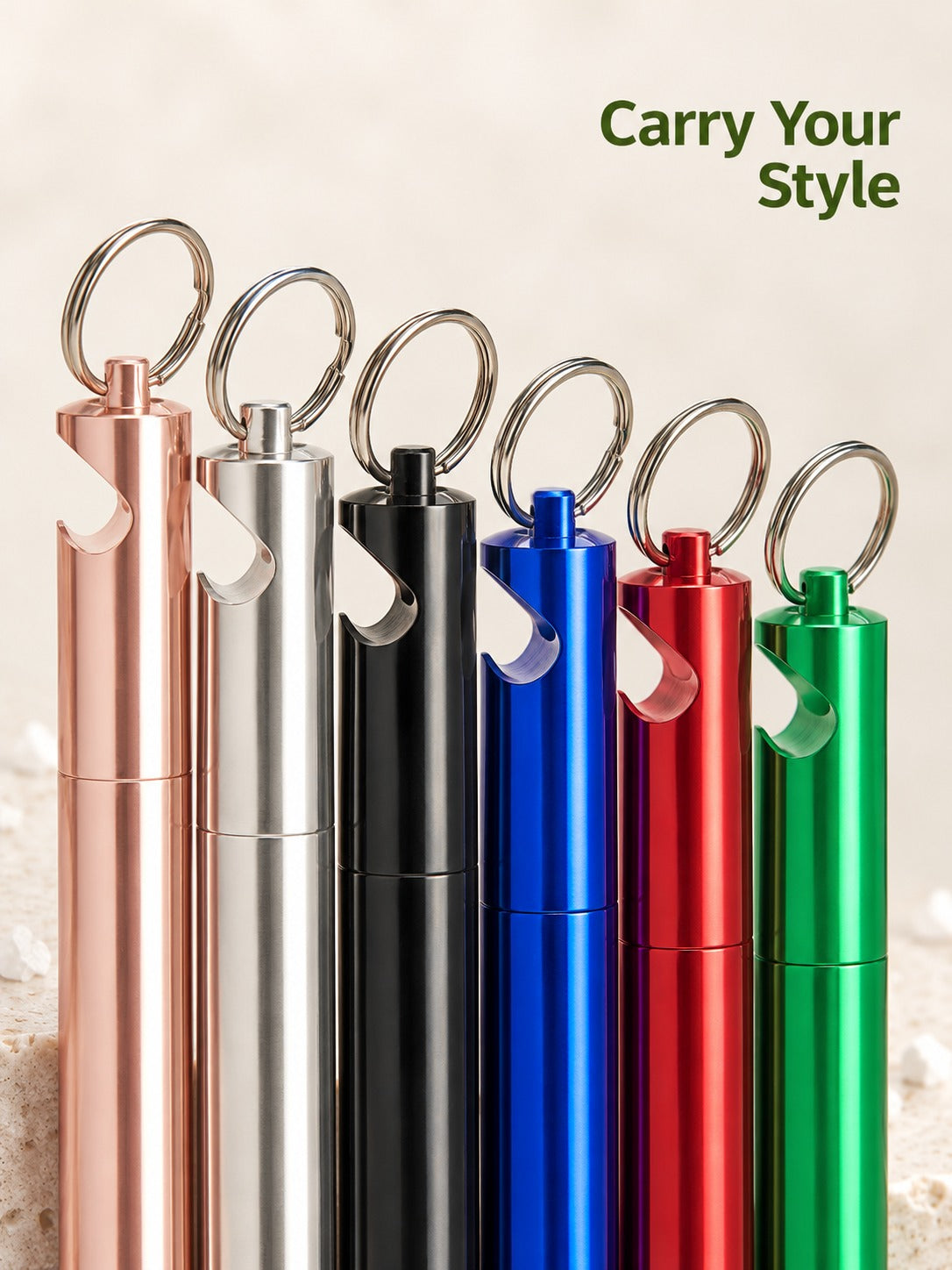 Telescopic Metal Straw Keychain with Bottle Opener Case