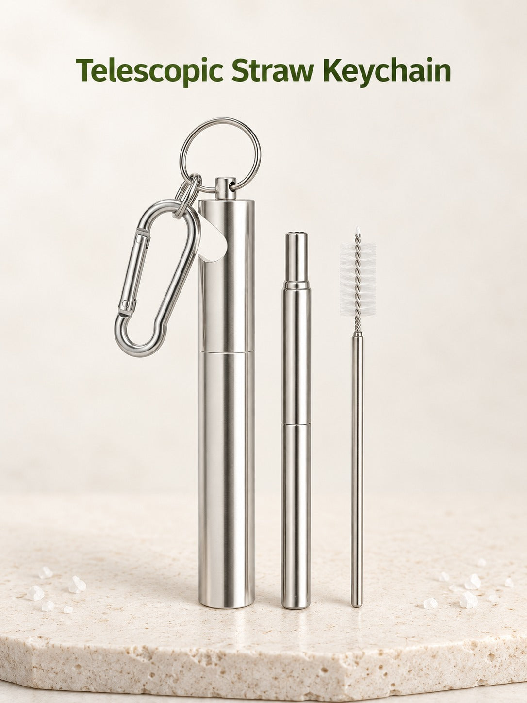Telescopic Metal Straw Keychain with Bottle Opener Case
