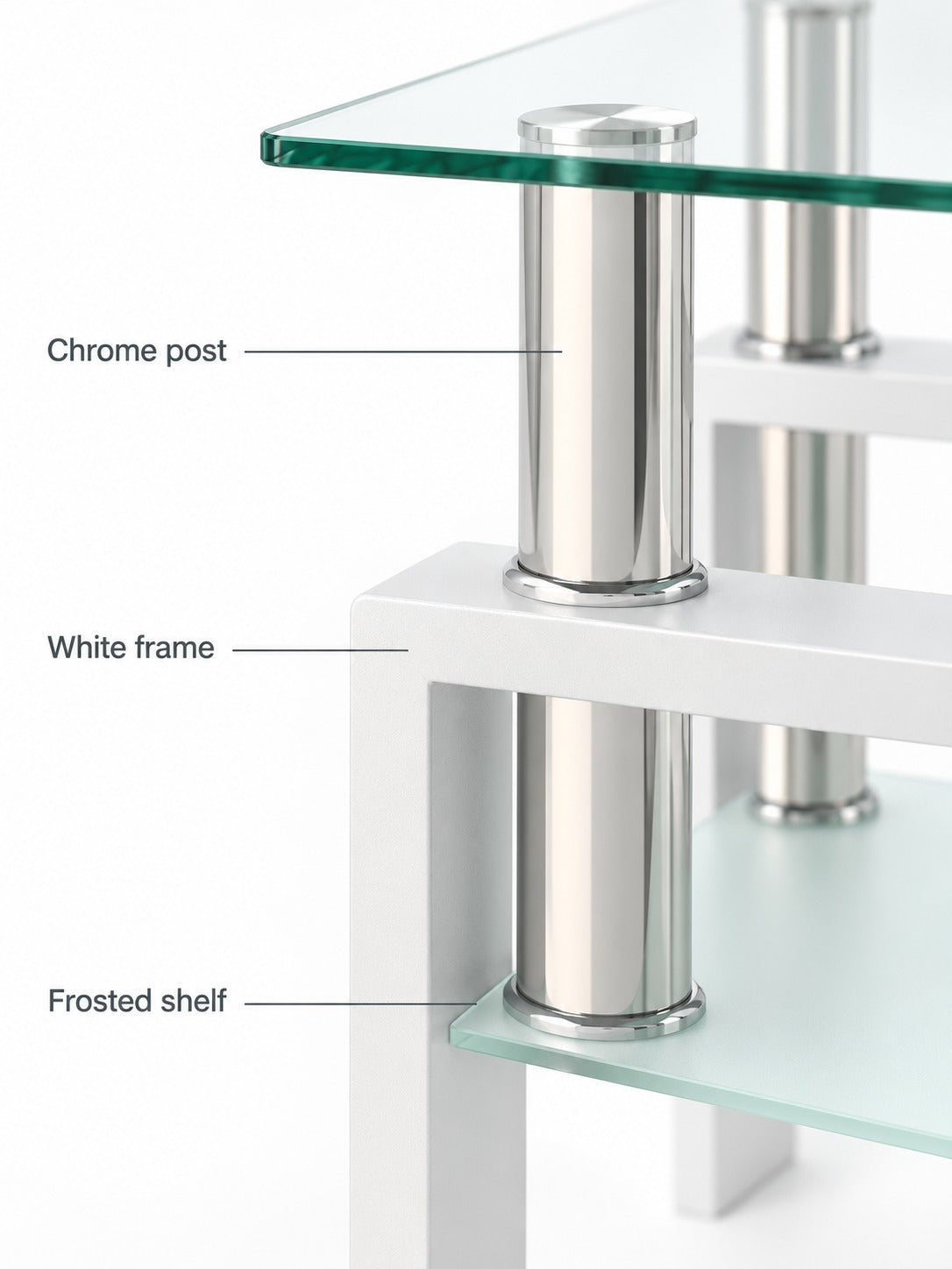 Modern Tempered Glass End Tables Set of 2 for Living Room