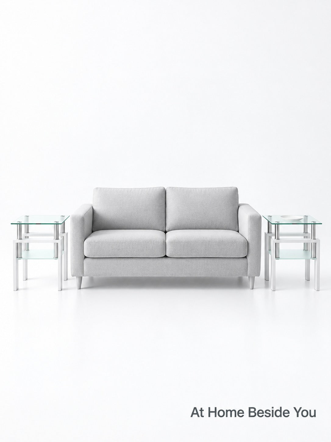 Modern Tempered Glass End Tables Set of 2 for Living Room