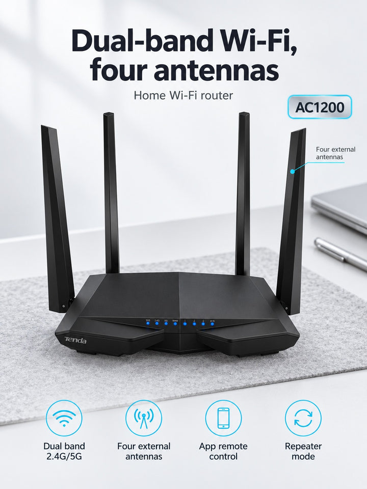 AC1200 Dual-Band Wi-Fi Router for Faster Home Coverage