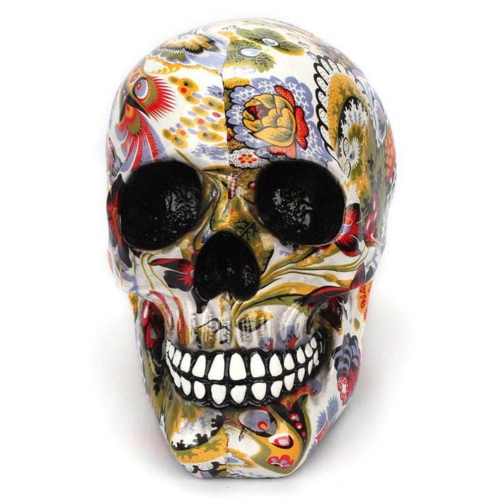 Colorful Floral Skull Ornament for Bold Desktop Decor