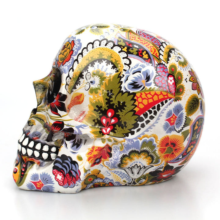 Colorful Floral Skull Ornament for Bold Desktop Decor
