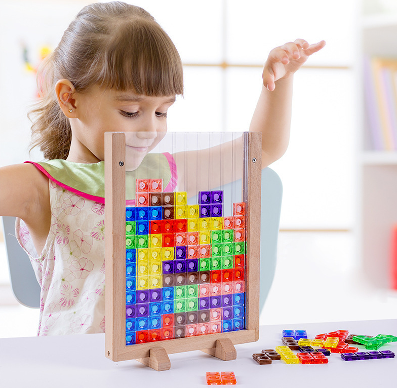3D Tetris Building Blocks Puzzle for Spatial Skills