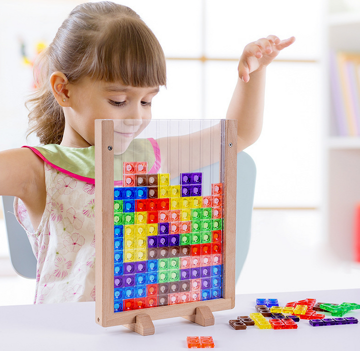3D Tetris Building Blocks Puzzle for Spatial Skills