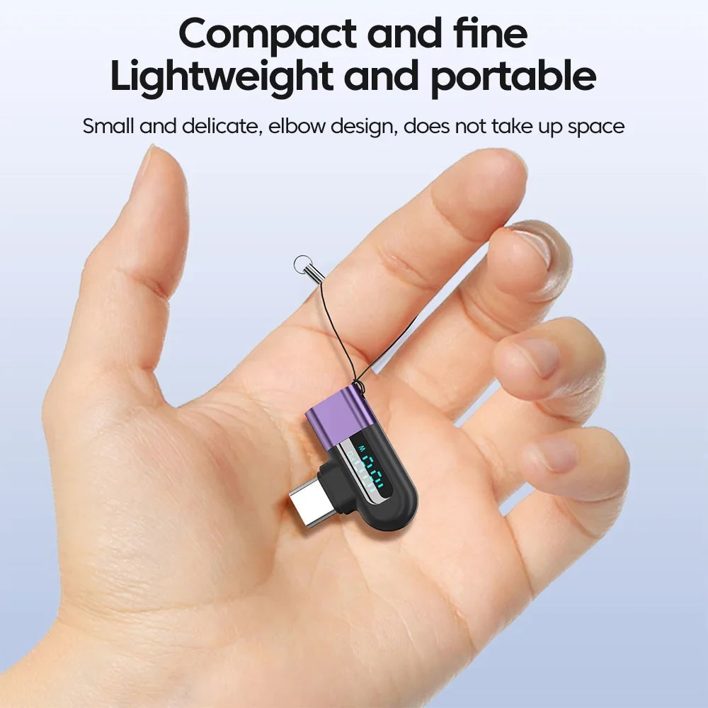 USB-C 120W Right-Angle Adapter with Live Wattage Display