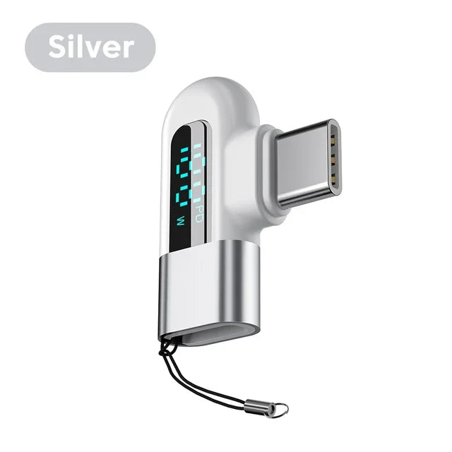 USB-C 120W Right-Angle Adapter with Live Wattage Display