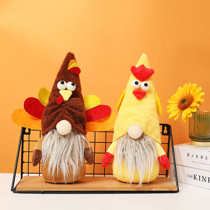 Thanksgiving Turkey Gnome Plush Pair for Festive Decor