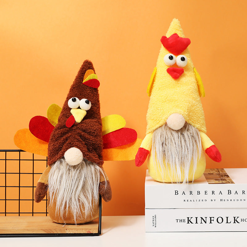 Thanksgiving Turkey Gnome Plush Pair for Festive Decor