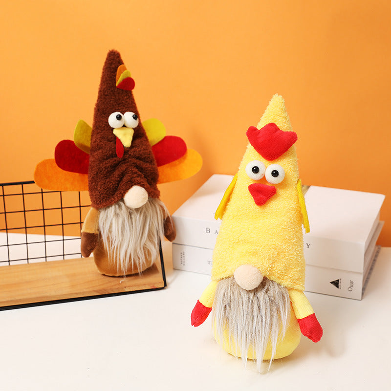 Thanksgiving Turkey Gnome Plush Pair for Festive Decor