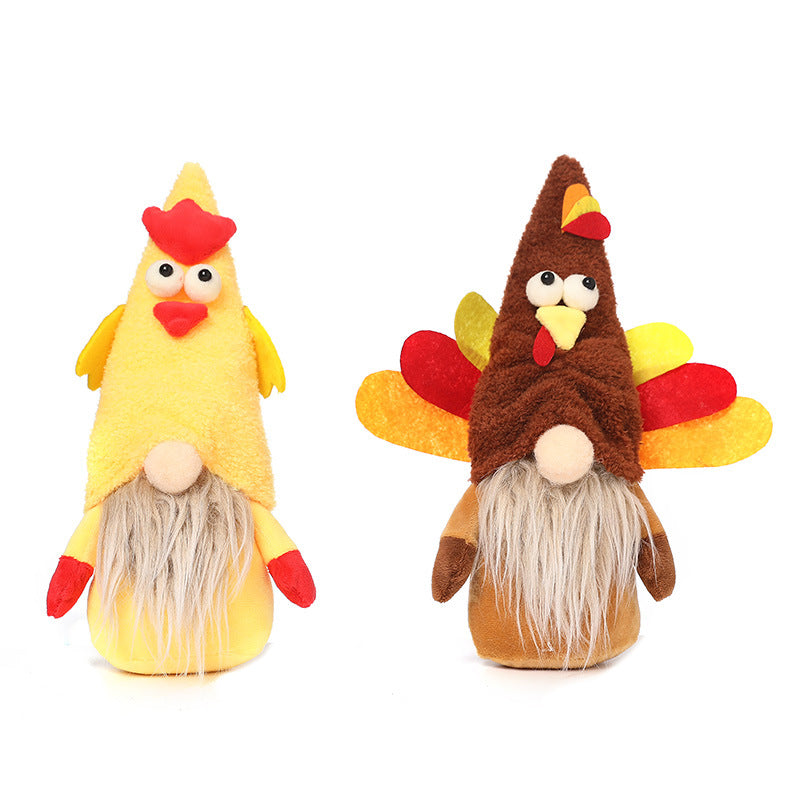 Thanksgiving Turkey Gnome Plush Pair for Festive Decor