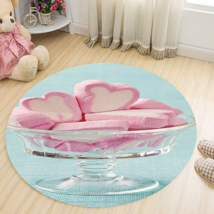 Round Cartoon Rug for Kids Room Play Area