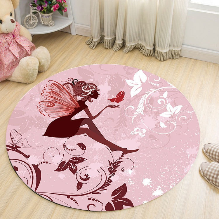 Round Cartoon Rug for Kids Room Play Area