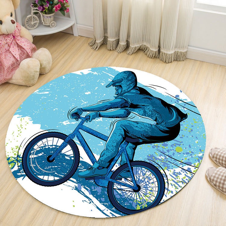 Round Cartoon Rug for Kids Room Play Area