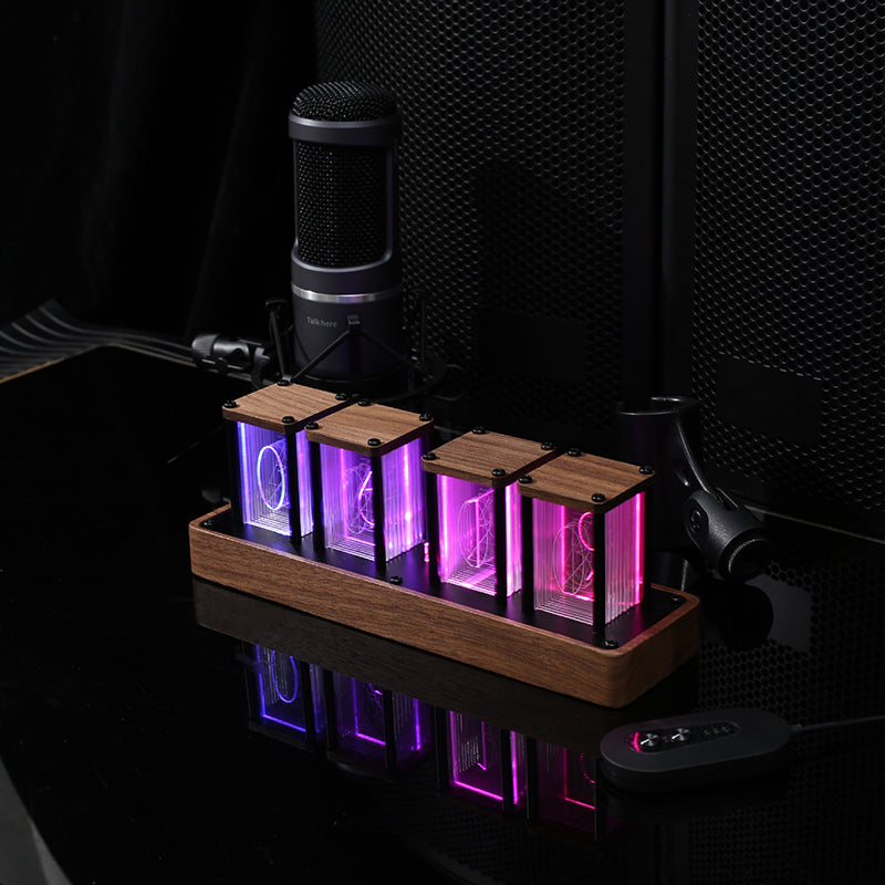 RGB Glow Tube Clock With Retro Ambient Desk Lighting