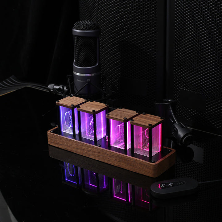 RGB Glow Tube Clock With Retro Ambient Desk Lighting