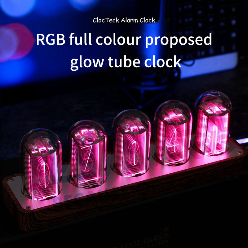 RGB Glow Tube Clock With Retro Ambient Desk Lighting