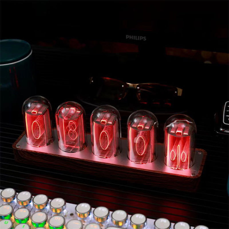 RGB Glow Tube Clock With Retro Ambient Desk Lighting