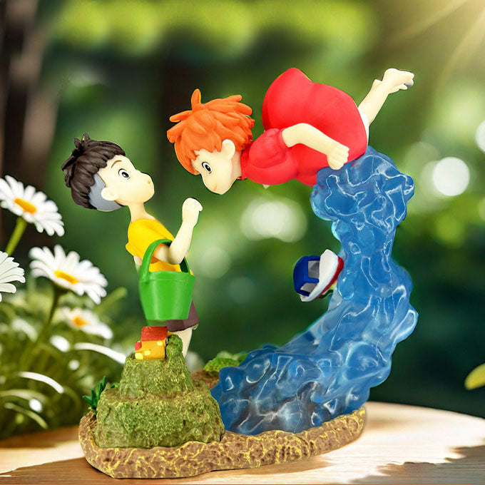 Ponyo And Sosuke Figurine Colorful Seaside Display Diorama