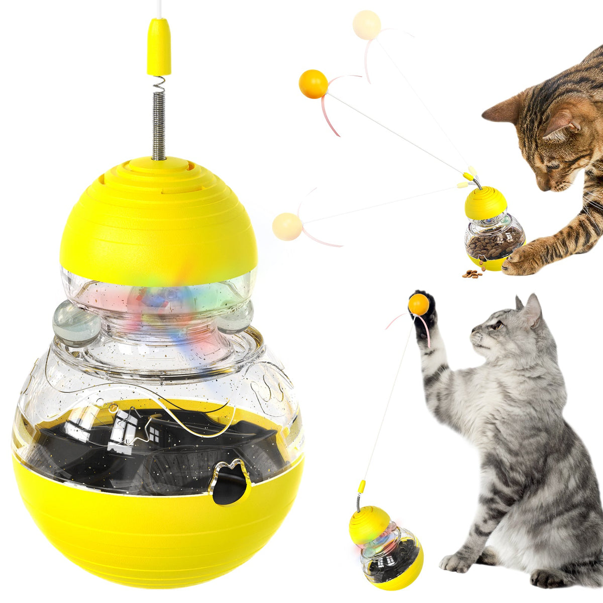 Interactive Cat Toy With Treats, Light & Spinning Play