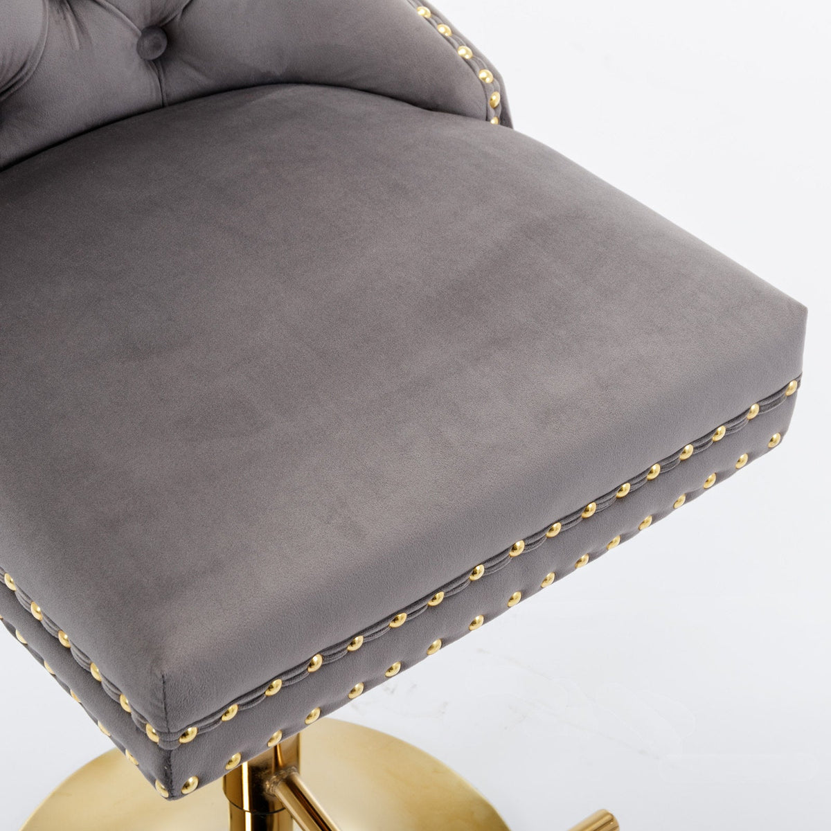 Gold Velvet Bar Stool with Swivel, 25-33 in Height