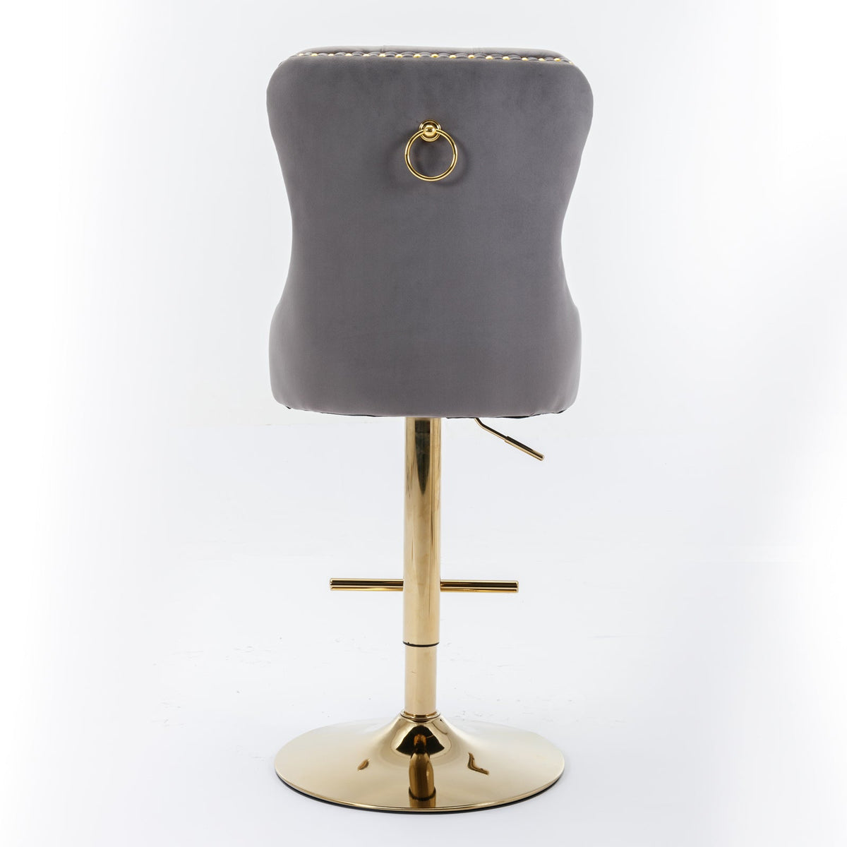 Gold Velvet Bar Stool with Swivel, 25-33 in Height