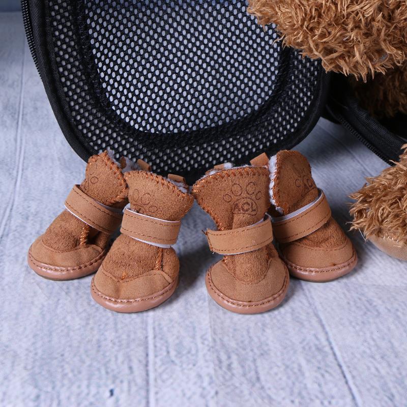 Warm Plush Dog Snow Boots for Small Dogs & Cats