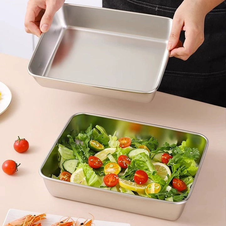Stainless Steel Serving Tray with Lid for Food Storage