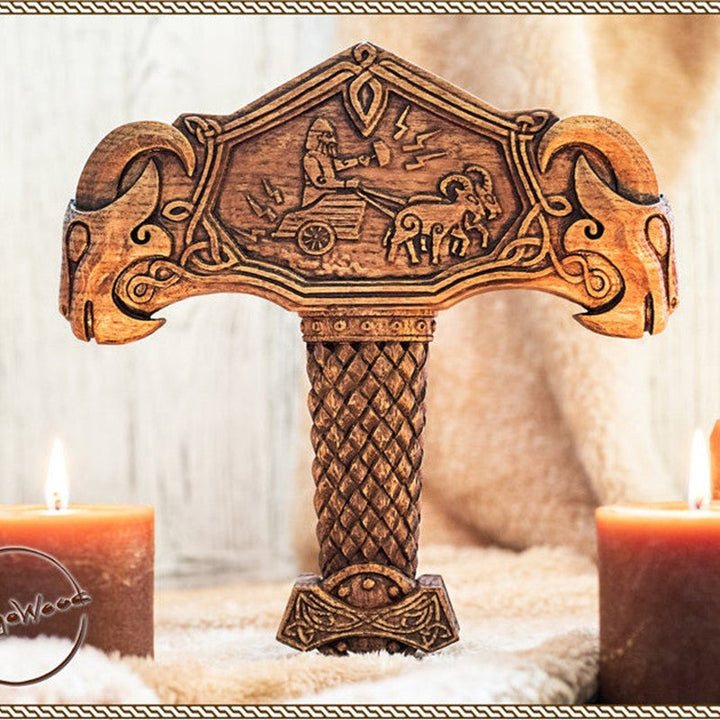 Thor’s Hammer Altar Decor for Viking Norse Displays