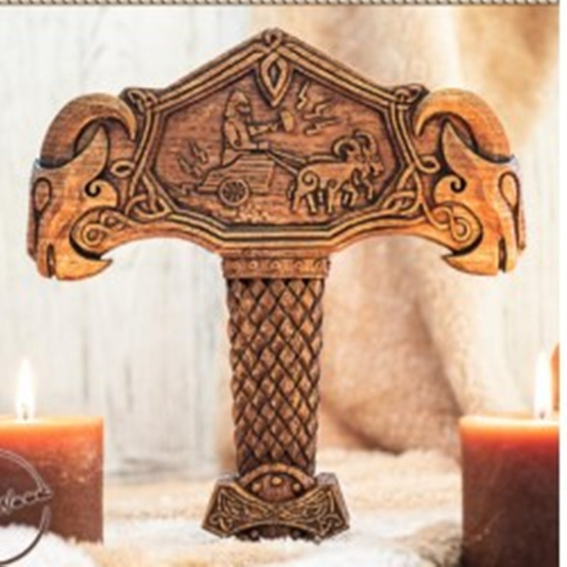 Thor’s Hammer Altar Decor for Viking Norse Displays