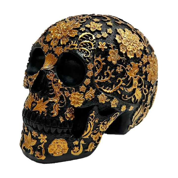 Floral Skull Ornament for Dramatic Gothic Home Decor