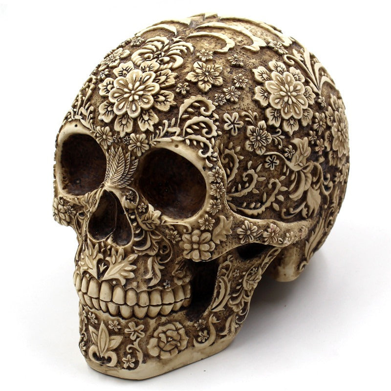 Floral Skull Ornament for Dramatic Gothic Home Decor
