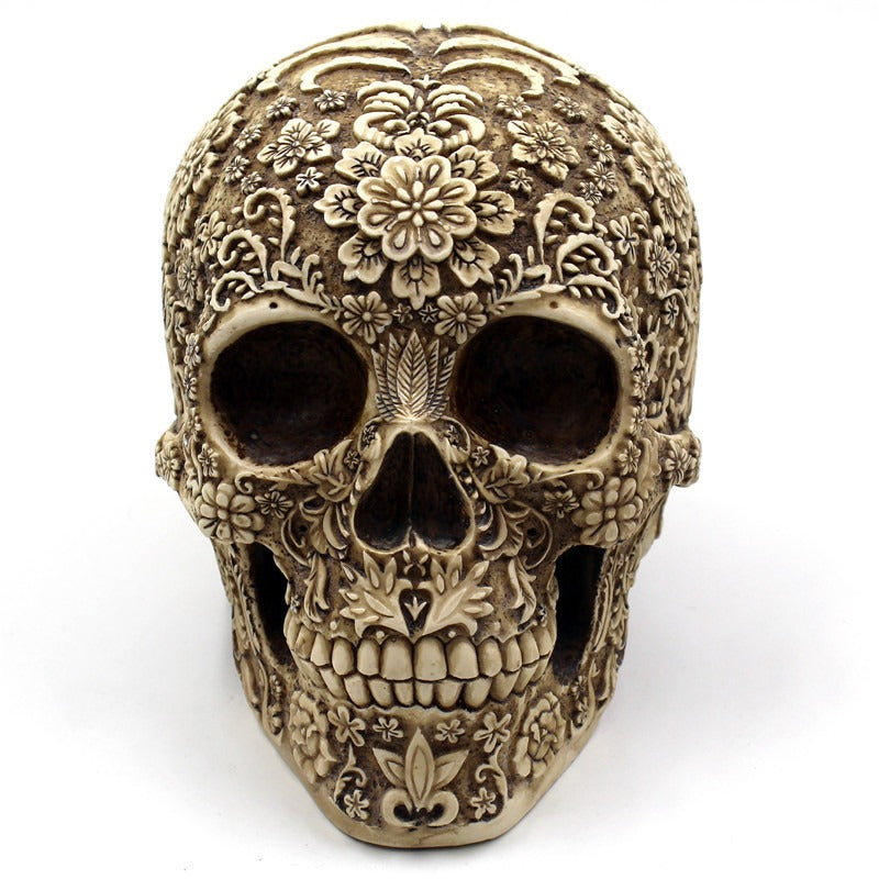 Floral Skull Ornament for Dramatic Gothic Home Decor