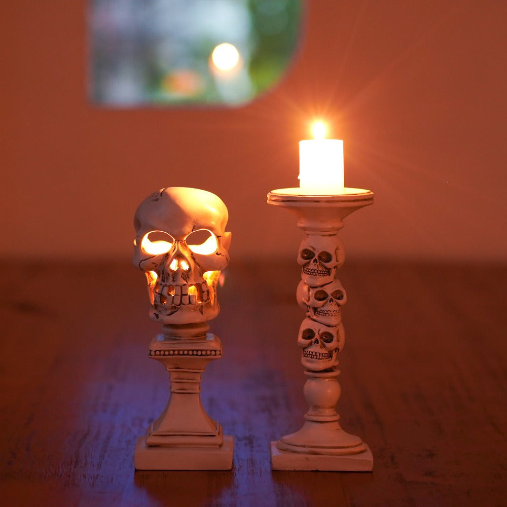 Three-Dimensional Skull Candle Holder for Gothic Decor