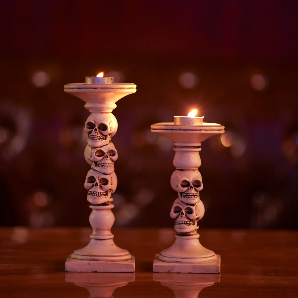 Three-Dimensional Skull Candle Holder for Gothic Decor