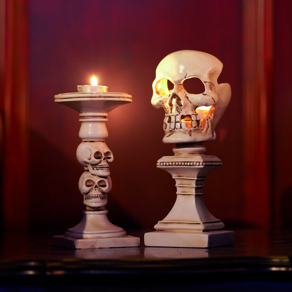Three-Dimensional Skull Candle Holder for Gothic Decor