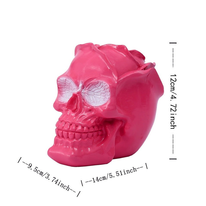 3D Rose Skull Storage Tube Ornament for Gothic Decor