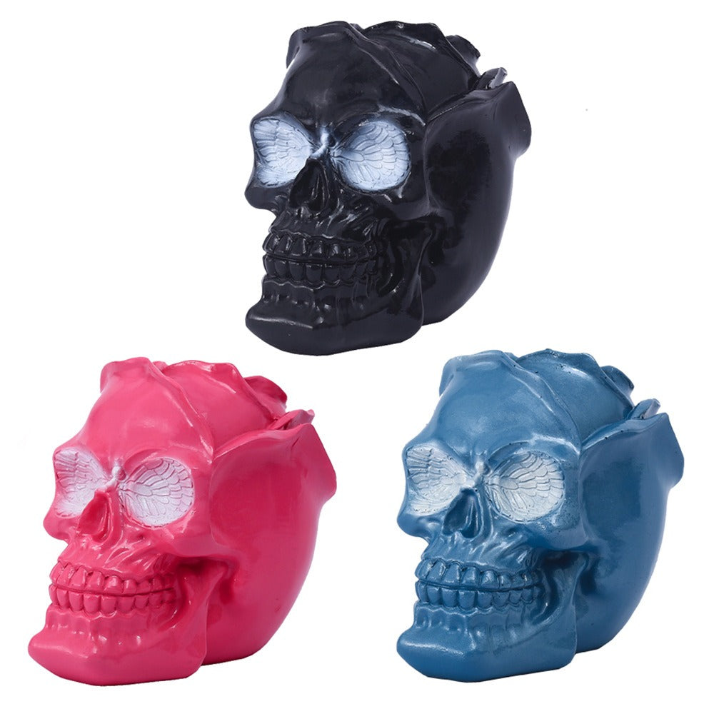 3D Rose Skull Storage Tube Ornament for Gothic Decor