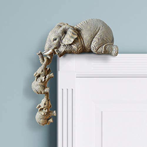 Three Elephant Resin Garden Ornament Shelf Display