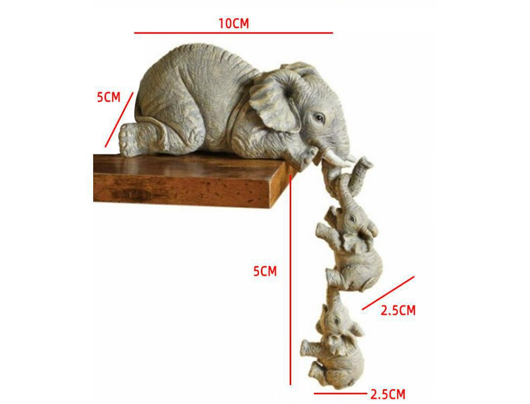 Three Elephant Resin Garden Ornament Shelf Display