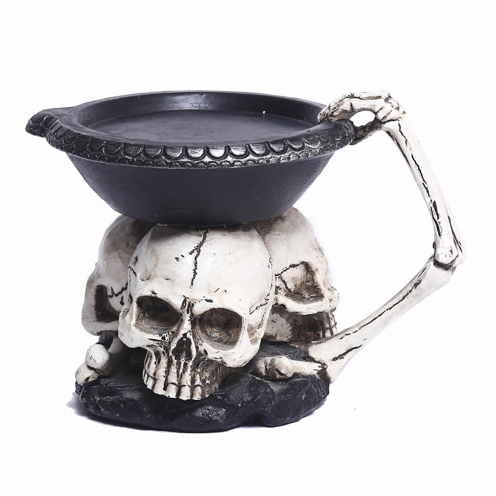 Three Skull Gothic Candle Holder | Tealight Centerpiece