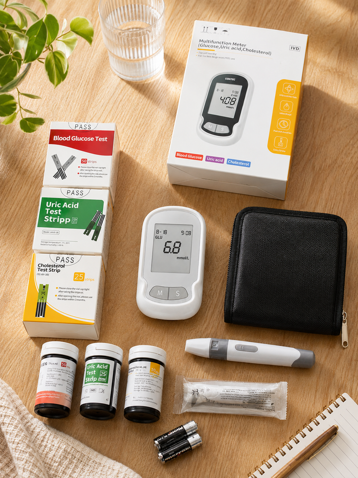 3-in-1 Cholesterol & Blood Glucose Monitor | Home Test Kit