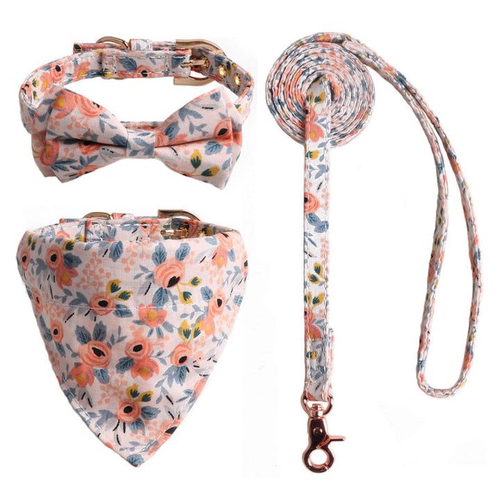 Dog Bow Tie Collar Set With Matching Leash & Bandana