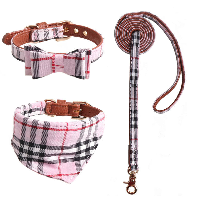 Dog Bow Tie Collar Set With Matching Leash & Bandana